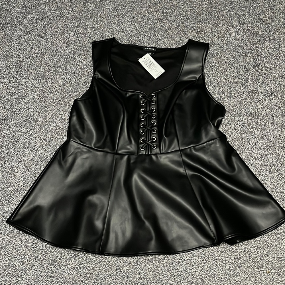 NWT Leather Torrid Peplum Top